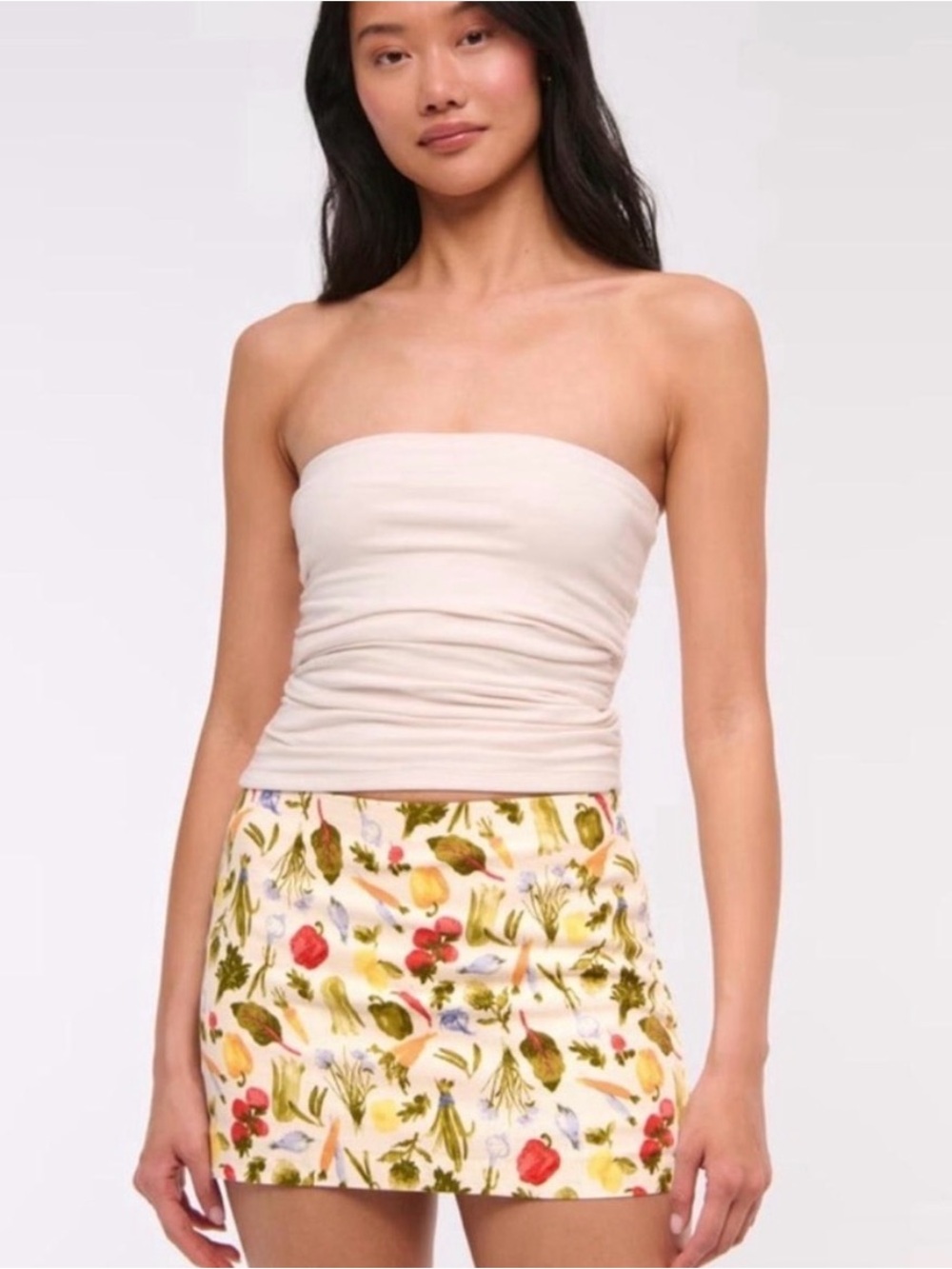 NWT Abercrombie & Fitch Cream Vegetable Mini Skort Size L